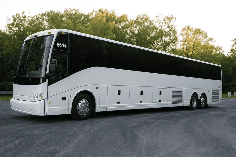 exterior of Charter Bus Rental Rockville coach bus